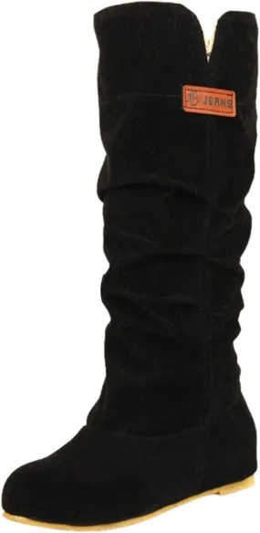 Boots For Women Pull On Flat Thigh High Boots Suede Mid-Calf Knee High Boots Fall Work Tall Long Bootie