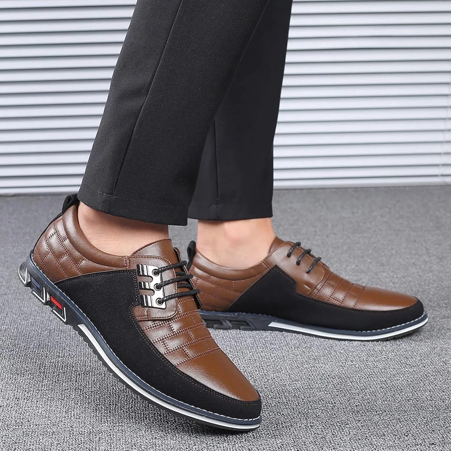 BORAMAX Men's Dress Shoes Lace-up Loafers Leather Oxford Classic Modern Business Driving Comfortable Dress Shoes for Men