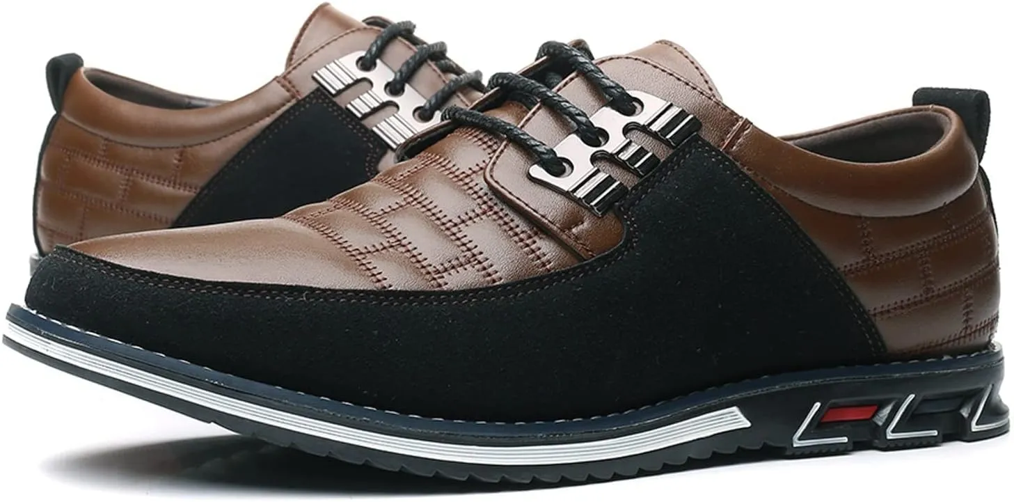 BORAMAX Men's Dress Shoes Lace-up Loafers Leather Oxford Classic Modern Business Driving Comfortable Dress Shoes for Men