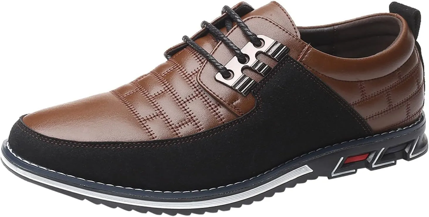 BORAMAX Men's Dress Shoes Lace-up Loafers Leather Oxford Classic Modern Business Driving Comfortable Dress Shoes for Men
