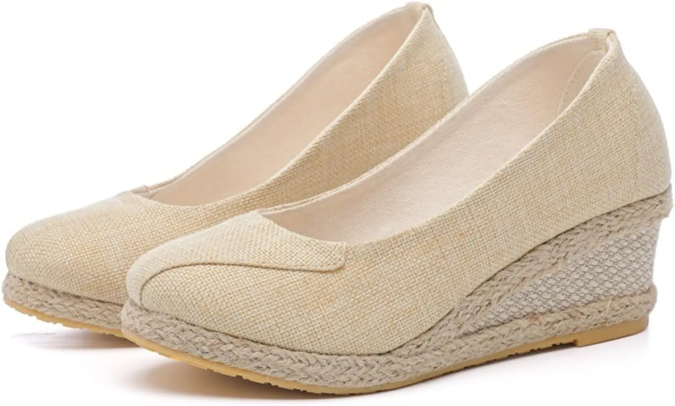 Closed Toe Wedges for Women with Wide Pumps Low Chunky Rounded Toe Heels Platform Espadrilles Wedge Sandals Comfortable Wedge Pumps Shoes