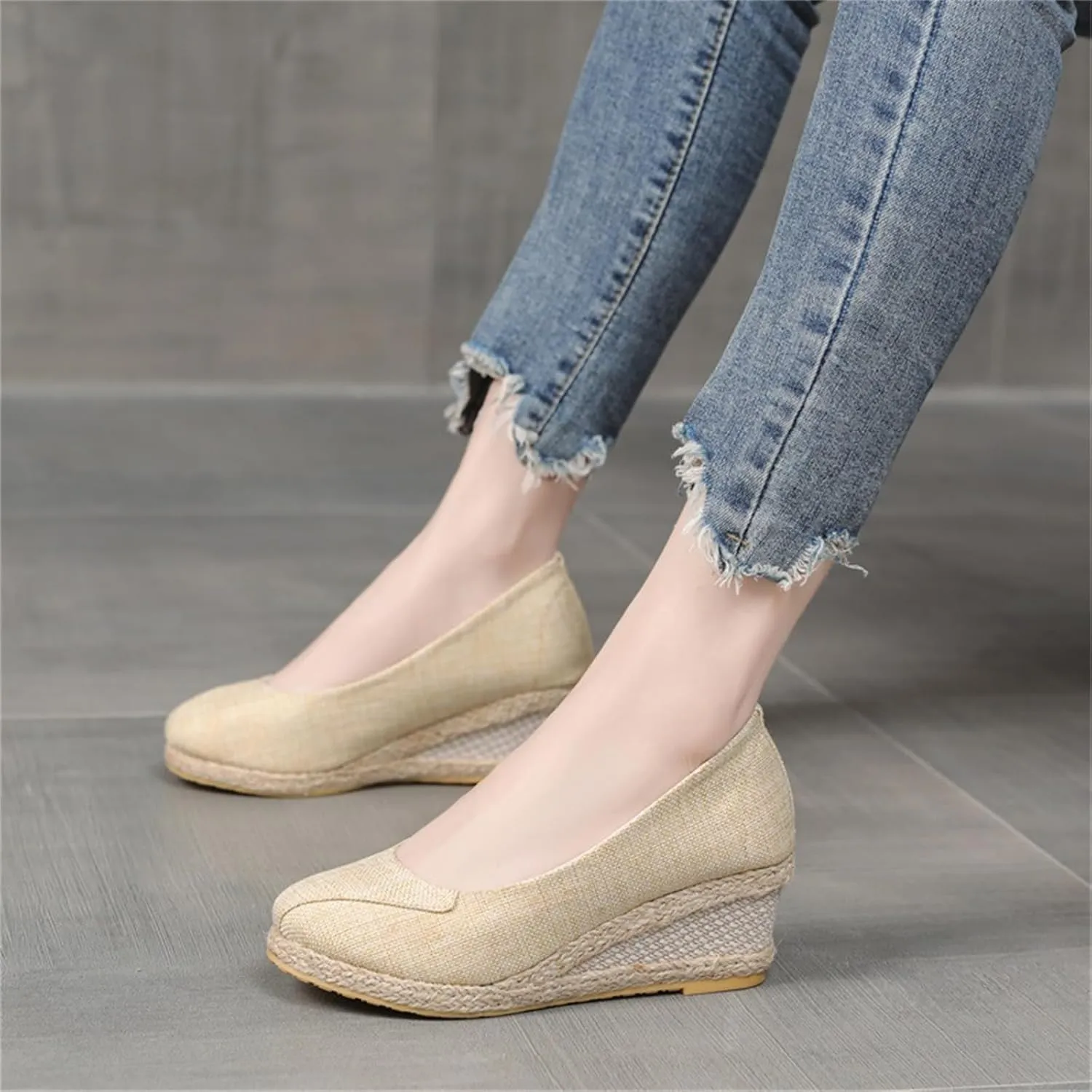 Closed Toe Wedges for Women with Wide Pumps Low Chunky Rounded Toe Heels Platform Espadrilles Wedge Sandals Comfortable Wedge Pumps Shoes