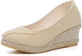 Closed Toe Wedges for Women with Wide Pumps Low Chunky Rounded Toe Heels Platform Espadrilles Wedge Sandals Comfortable Wedge Pumps Shoes
