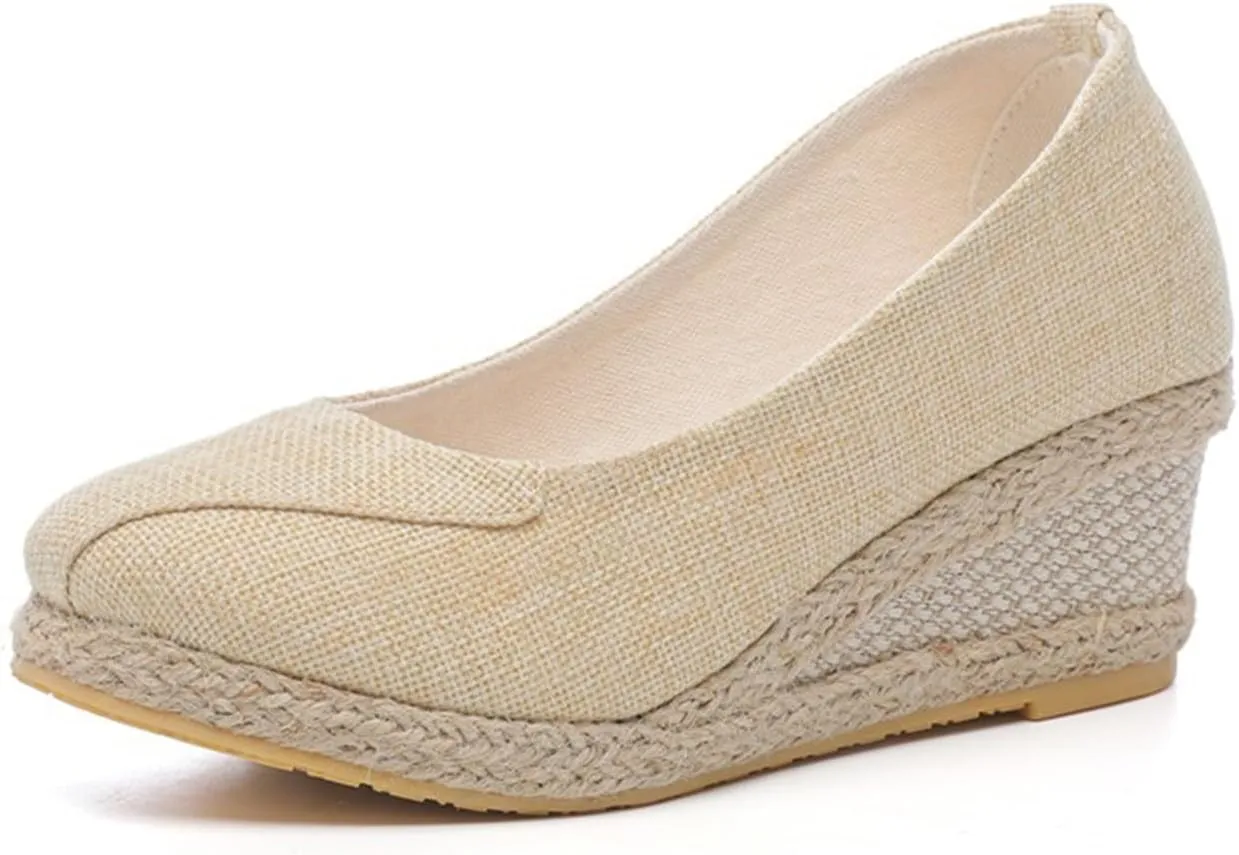 Closed Toe Wedges for Women with Wide Pumps Low Chunky Rounded Toe Heels Platform Espadrilles Wedge Sandals Comfortable Wedge Pumps Shoes