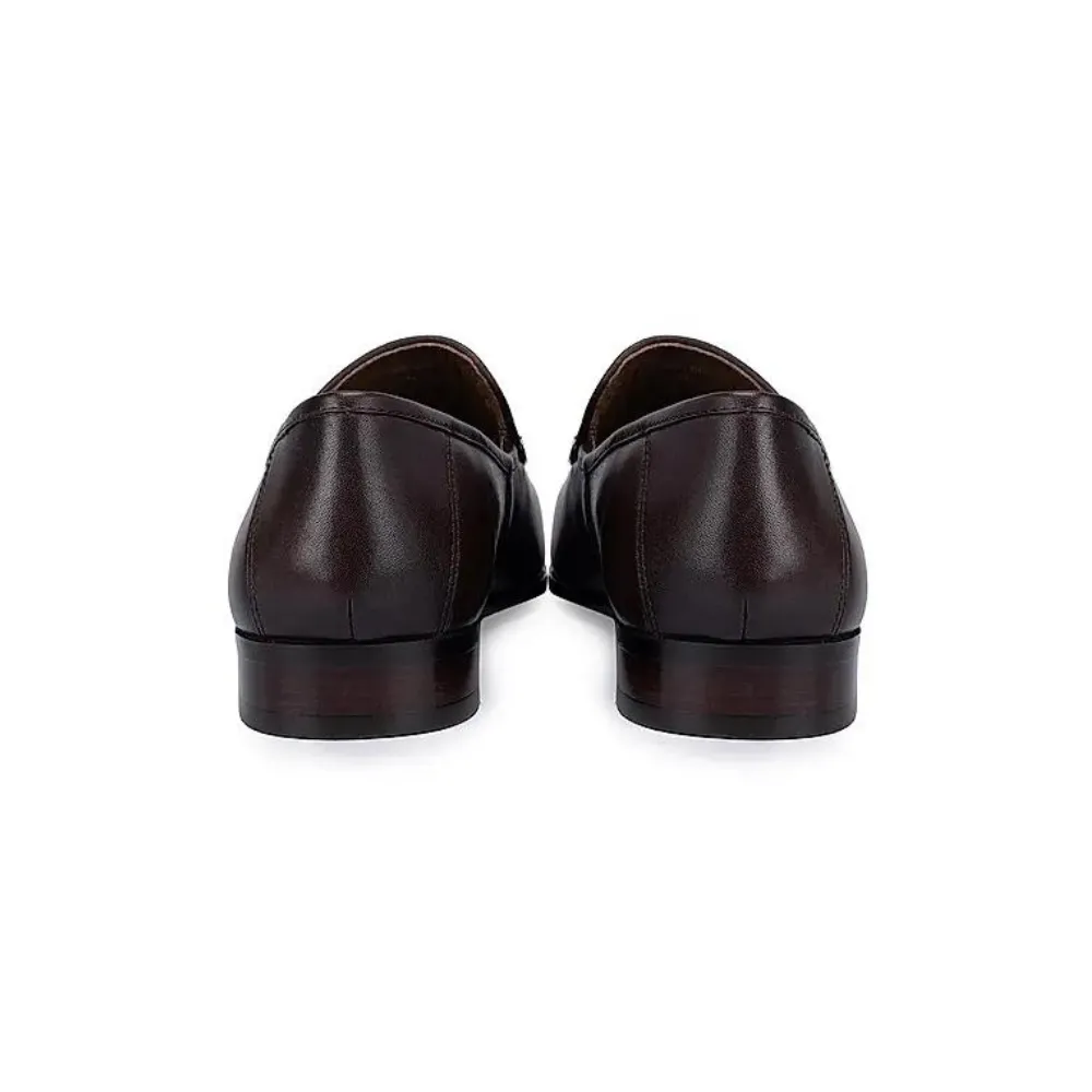 Coffee Croco Effect Loafers With Tassels