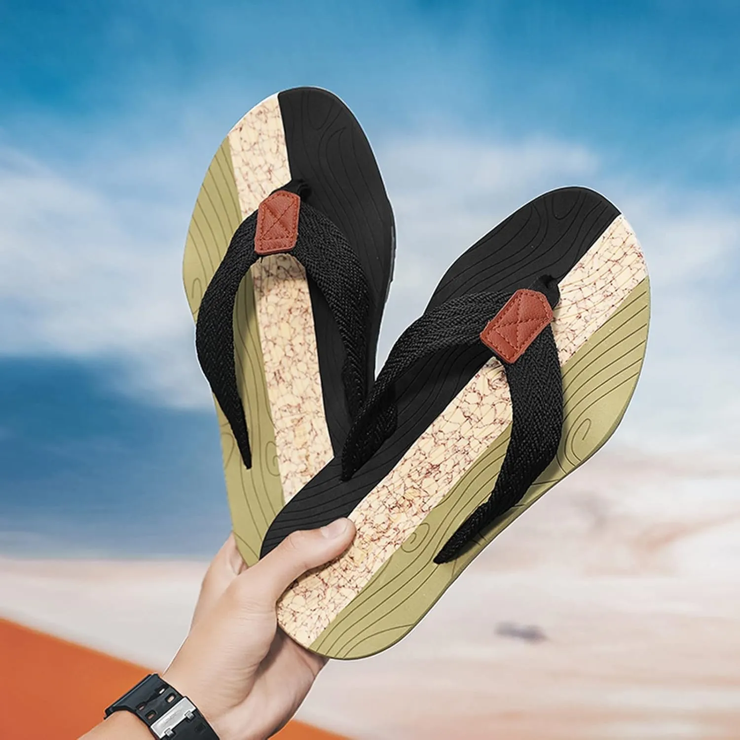 Comfortable Walking Thong Sandals Men Shoes Fashionable Flat Herringbone Slippers Summer Breathable Beach Sandals Flip