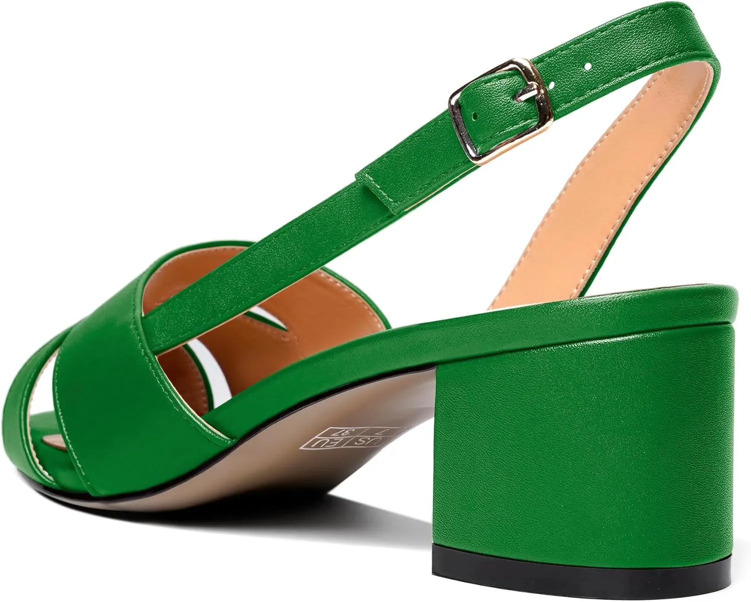 Esvowido Women's Block Heel Sandals Peep Toe Low Heels Slingback Sandals Chunky Heels Ankle Strap Summer Shoes 2 Inch