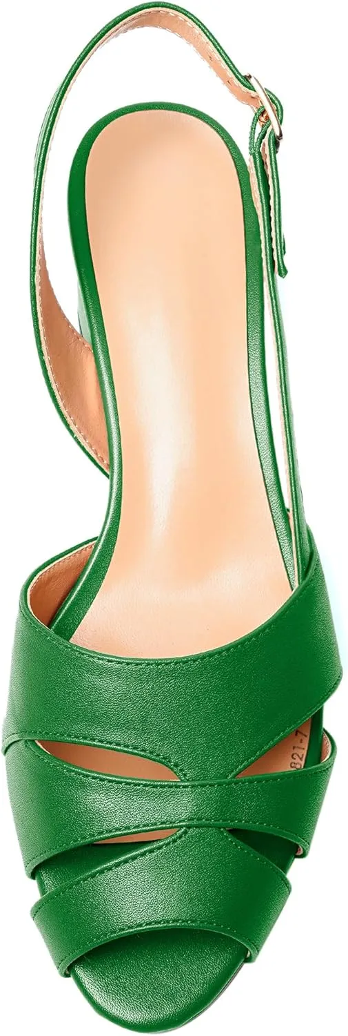 Esvowido Women's Block Heel Sandals Peep Toe Low Heels Slingback Sandals Chunky Heels Ankle Strap Summer Shoes 2 Inch