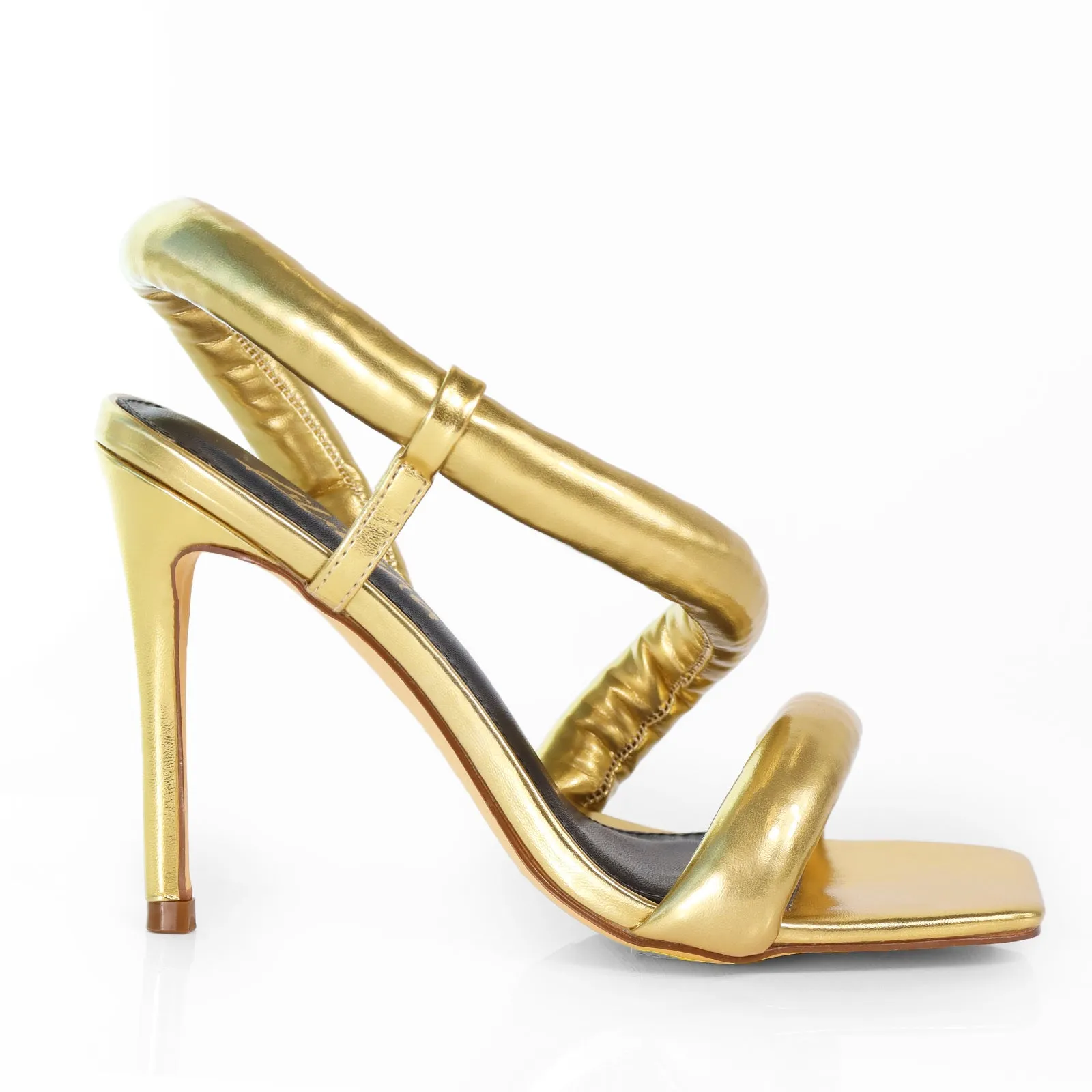 HUGO-46 SQUARE PEEP TOE PADDED W/ HEEL - GOLD
