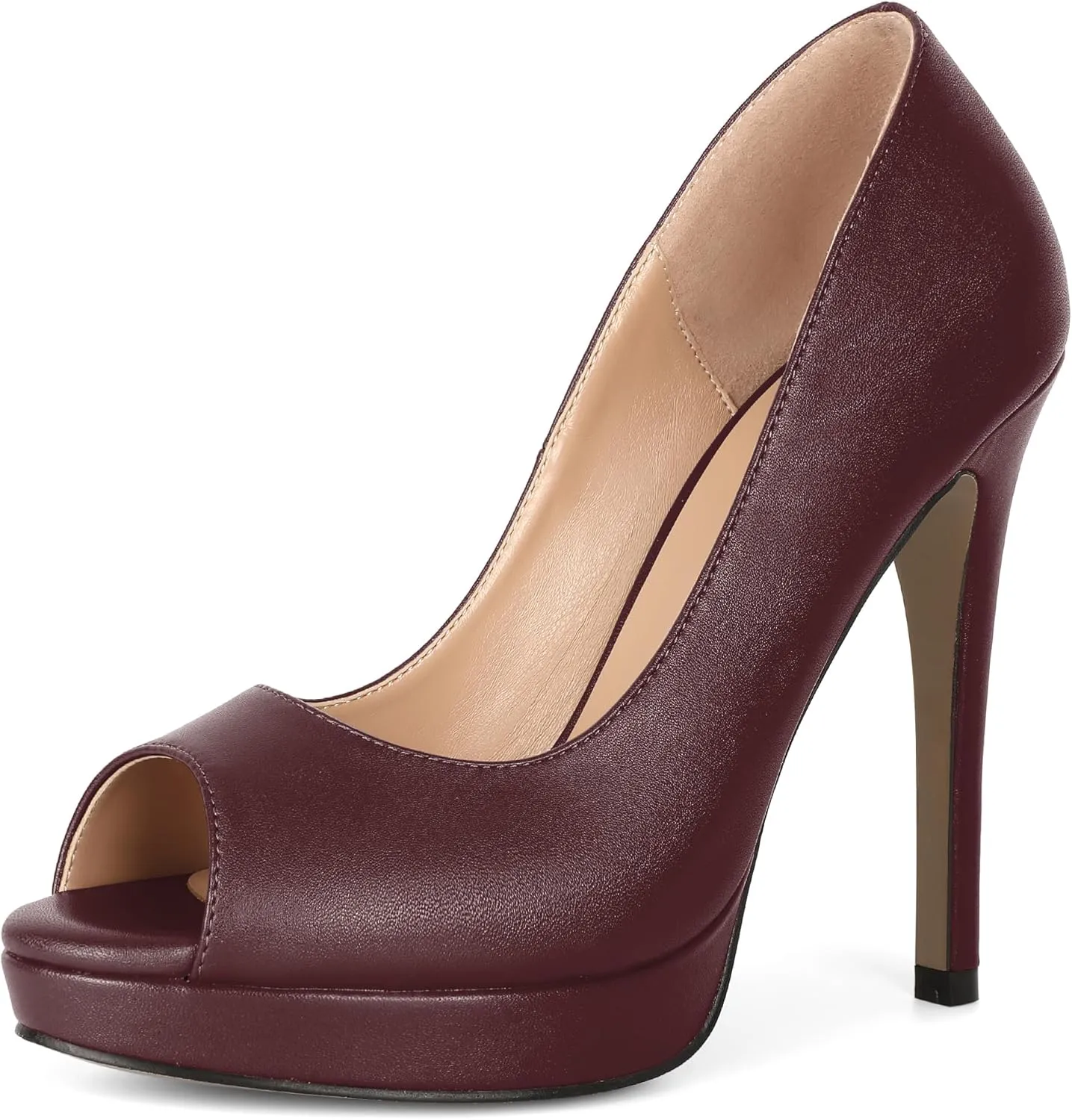 Joseywade Platform High Heels for Women Peep Toe Thin Sky High Heel Pumps Stiletto Heel Slip On 5 Inch Party Dress Shoes for Work Casual Daily Life Party Dress