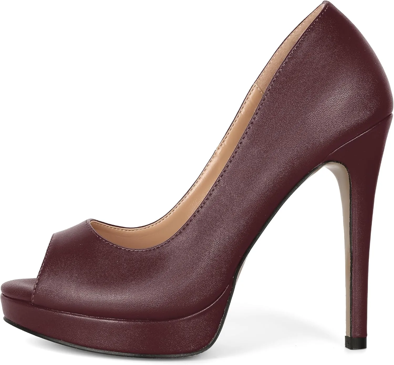 Joseywade Platform High Heels for Women Peep Toe Thin Sky High Heel Pumps Stiletto Heel Slip On 5 Inch Party Dress Shoes for Work Casual Daily Life Party Dress