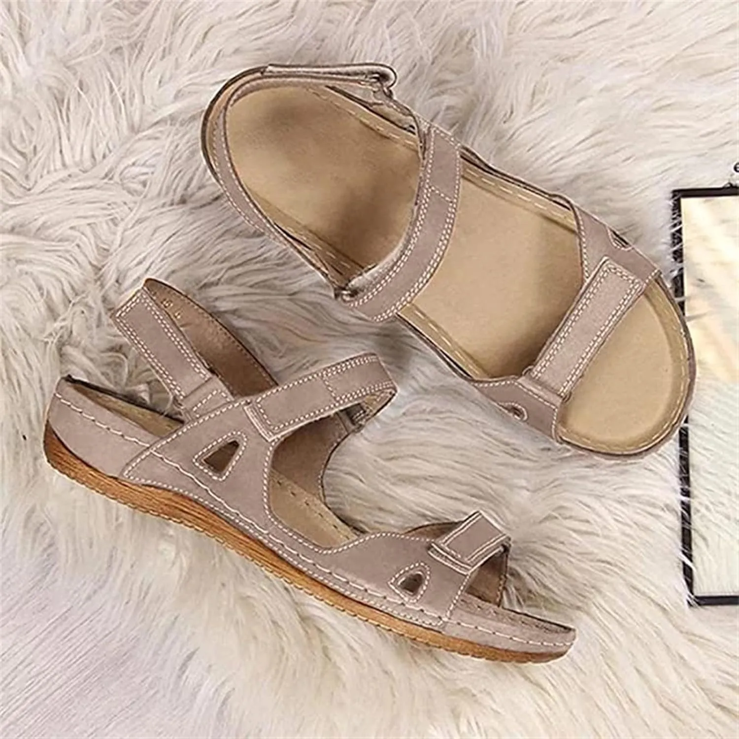 Lausiuoe Orthopedic Sandals For Women Elegant Comfortable Dressy Casual Summer Arch Support Orthotic Slides Walking Shoes