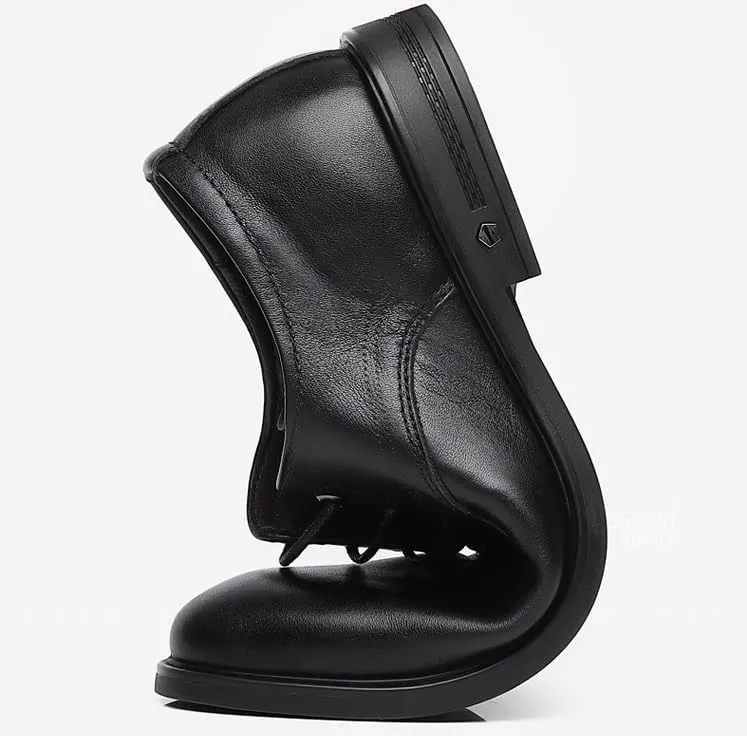 Men's Genuine Leather Oxford Shoes Vintage Leather Lace Up Platform Slip On Dress Shoes Non-Slip Business Derby Shoes(Black,8.5)