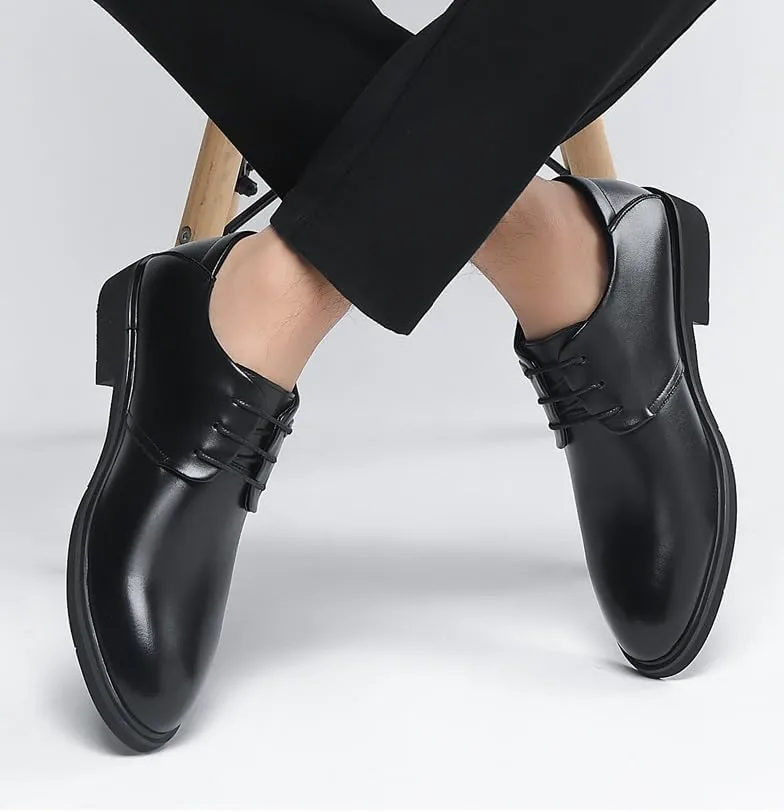 Men's Patent Leather Dress Shoes Casual Formal Business Non-Slip Oxford Height Increasing Softsole WalkingTuxedo Shoes for Men