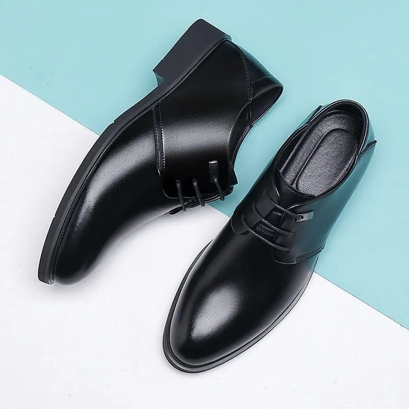 Men's Patent Leather Dress Shoes Casual Formal Business Non-Slip Oxford Height Increasing Softsole WalkingTuxedo Shoes for Men