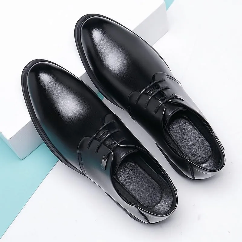 Men's Patent Leather Dress Shoes Casual Formal Business Non-Slip Oxford Height Increasing Softsole WalkingTuxedo Shoes for Men