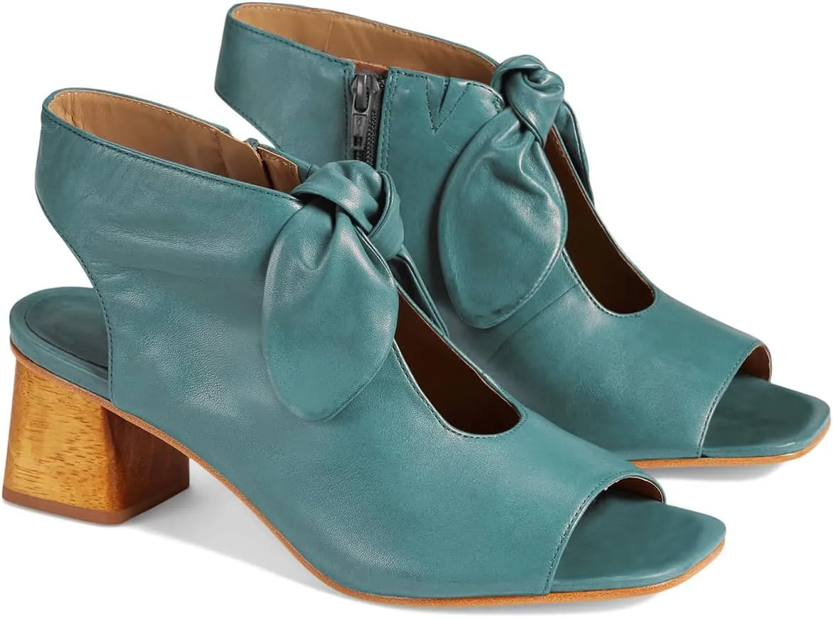 MOOMMO Women Heeled Sandals with Bow Open Toe Low Chunky Block Heel Sandal Booties Cutout 2" Heels Backless Slingback Dress Shoes Peep Toe Back Zipper Suede Sandal Dressy Summer Beach Casual 4-13 M US