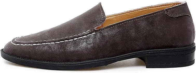 Santimon Men's Leather Fashion Loafers Low Heel Dress Formal Casual Moccasin Loafer Shoes for Men