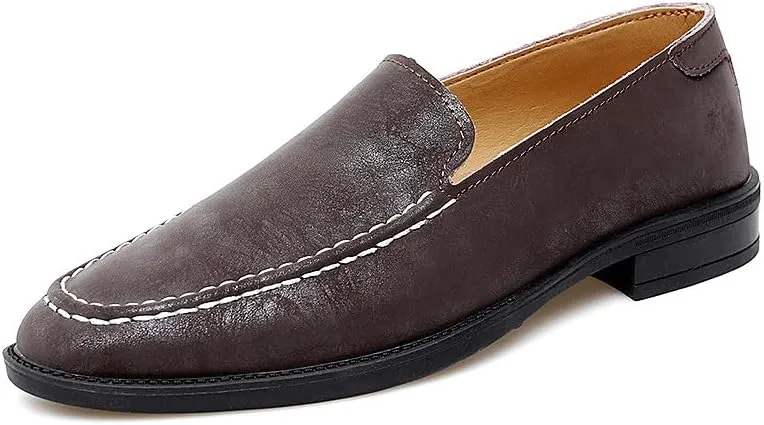 Santimon Men's Leather Fashion Loafers Low Heel Dress Formal Casual Moccasin Loafer Shoes for Men