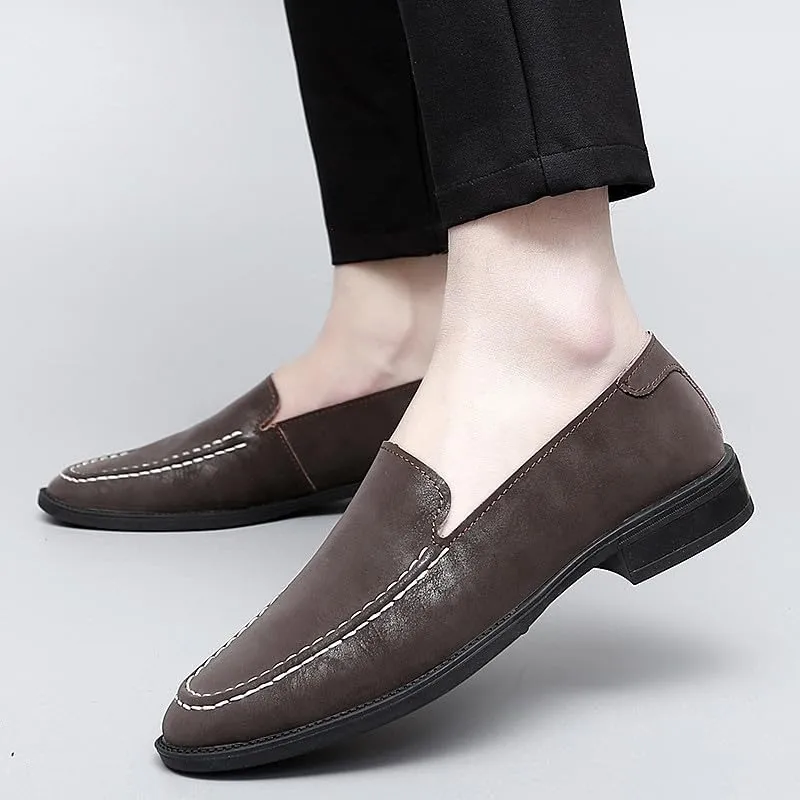 Santimon Men's Leather Fashion Loafers Low Heel Dress Formal Casual Moccasin Loafer Shoes for Men