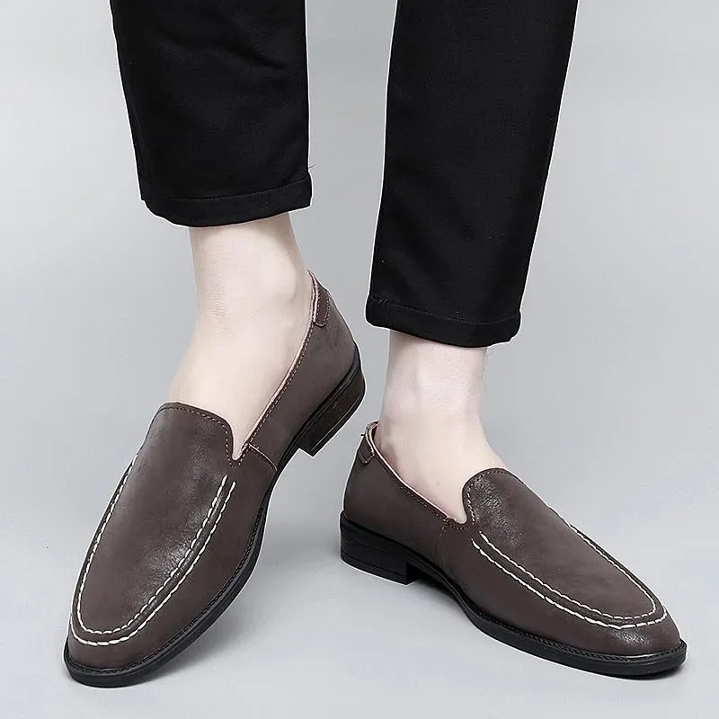 Santimon Men's Leather Fashion Loafers Low Heel Dress Formal Casual Moccasin Loafer Shoes for Men