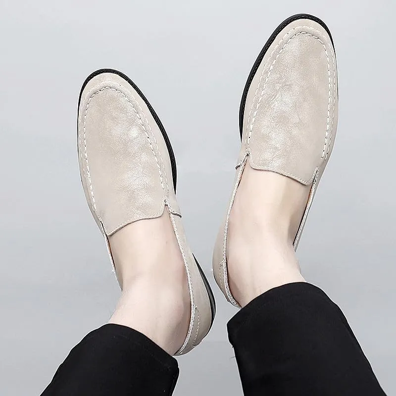 Santimon Men's Leather Fashion Loafers Low Heel Dress Formal Casual Moccasin Loafer Shoes for Men