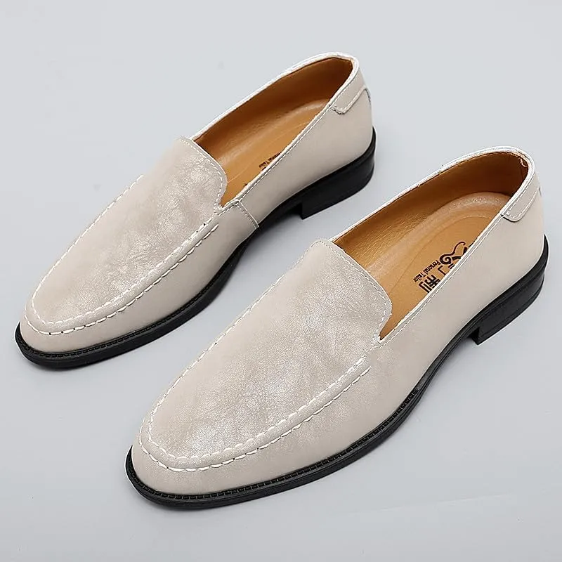 Santimon Men's Leather Fashion Loafers Low Heel Dress Formal Casual Moccasin Loafer Shoes for Men