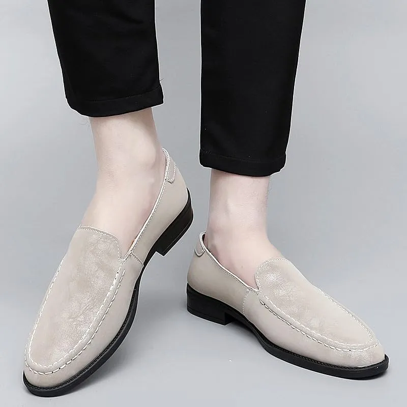 Santimon Men's Leather Fashion Loafers Low Heel Dress Formal Casual Moccasin Loafer Shoes for Men