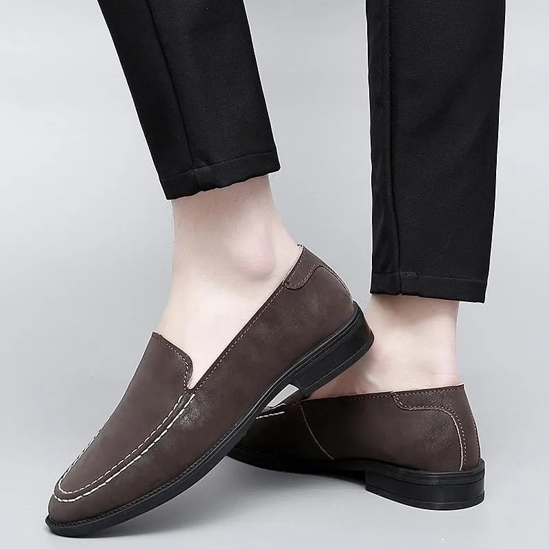 Santimon Men's Leather Fashion Loafers Low Heel Dress Formal Casual Moccasin Loafer Shoes for Men