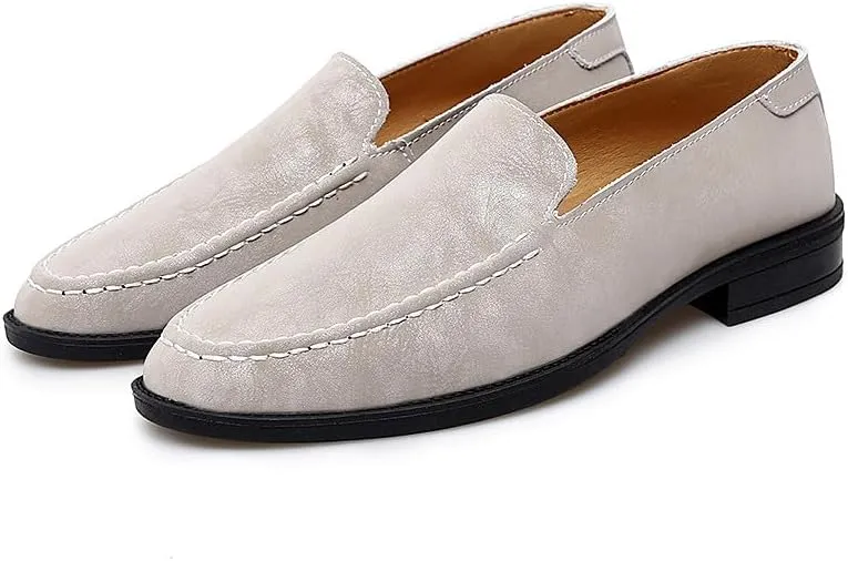 Santimon Men's Leather Fashion Loafers Low Heel Dress Formal Casual Moccasin Loafer Shoes for Men