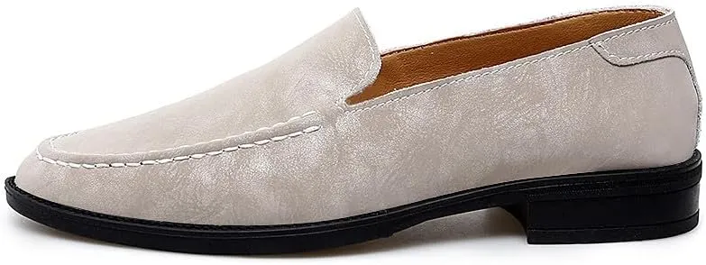 Santimon Men's Leather Fashion Loafers Low Heel Dress Formal Casual Moccasin Loafer Shoes for Men