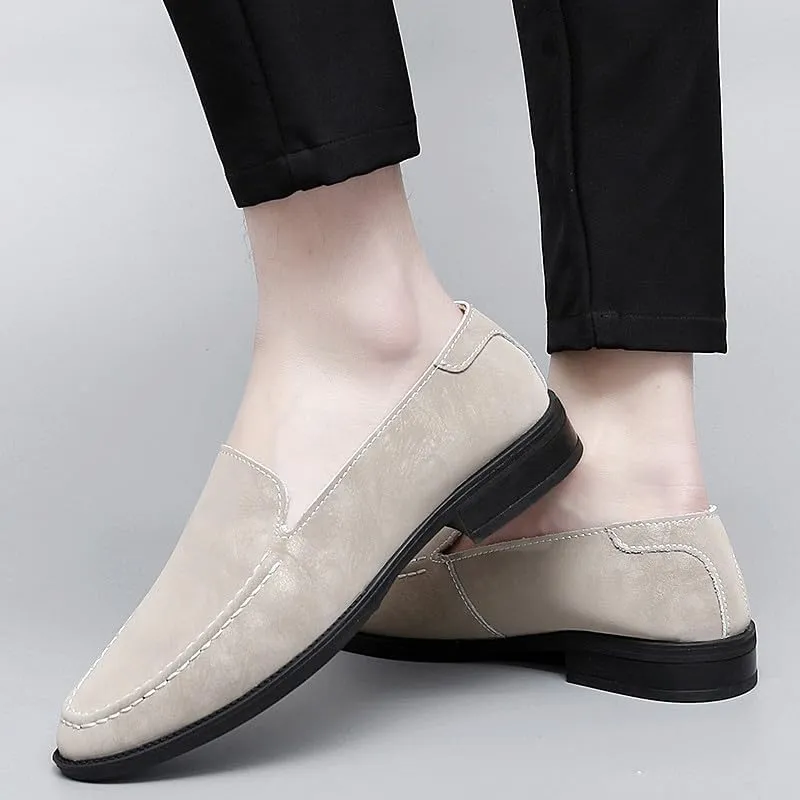 Santimon Men's Leather Fashion Loafers Low Heel Dress Formal Casual Moccasin Loafer Shoes for Men