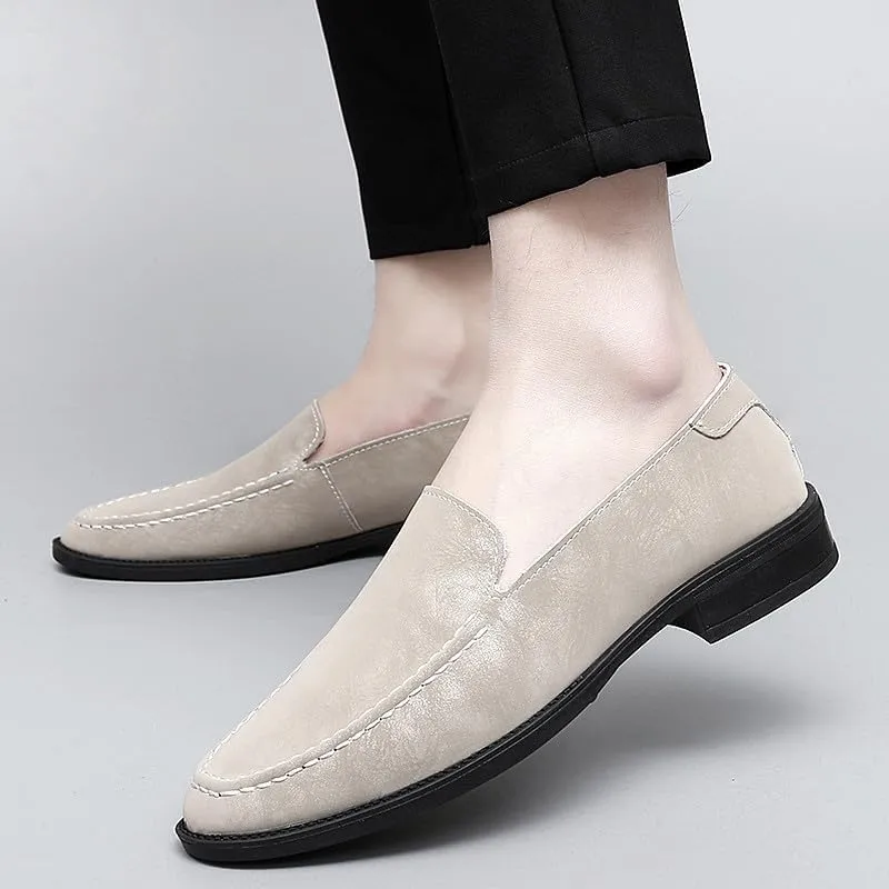 Santimon Men's Leather Fashion Loafers Low Heel Dress Formal Casual Moccasin Loafer Shoes for Men