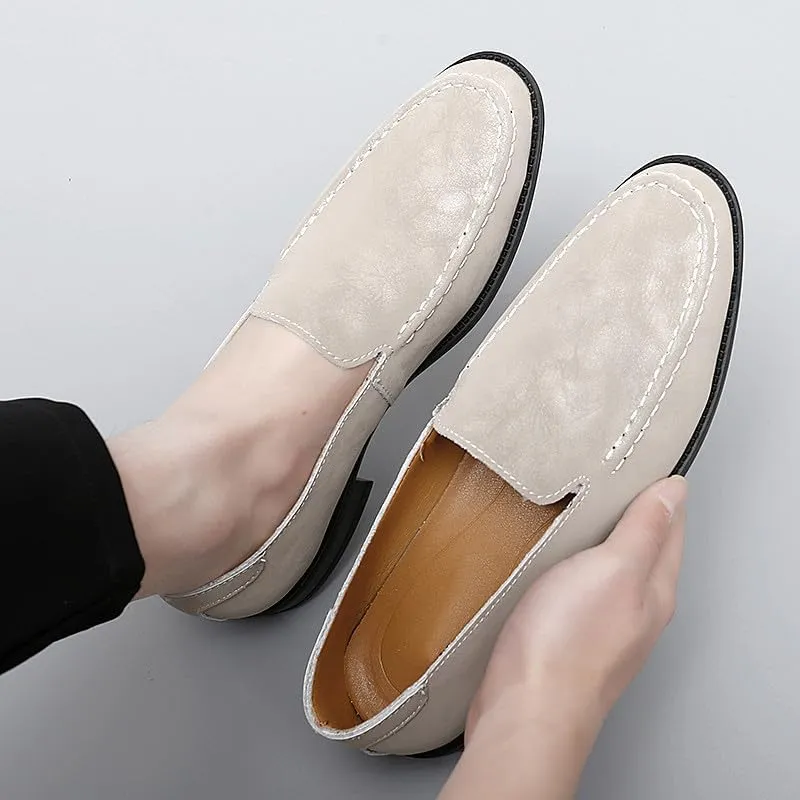 Santimon Men's Leather Fashion Loafers Low Heel Dress Formal Casual Moccasin Loafer Shoes for Men