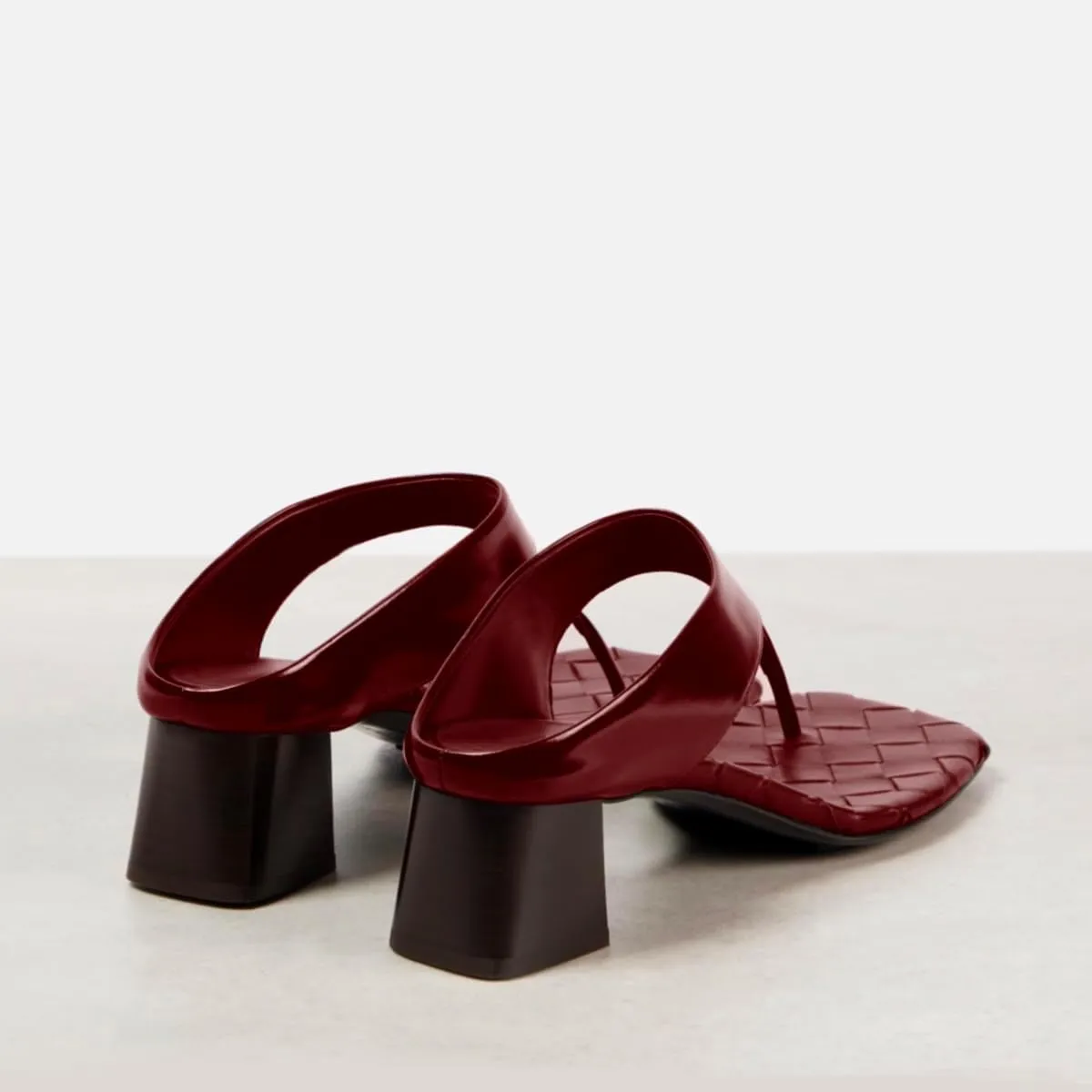 SHODENSE Women Fashion Chunky Block Heel Flip-Flop Mules Square Open Peep Toe Thong Sandals Mid Heeled Braided Metallic Slide Mule Clogs T-Strap Backless Summer Slippers Vintage Office Work 4-11 M US