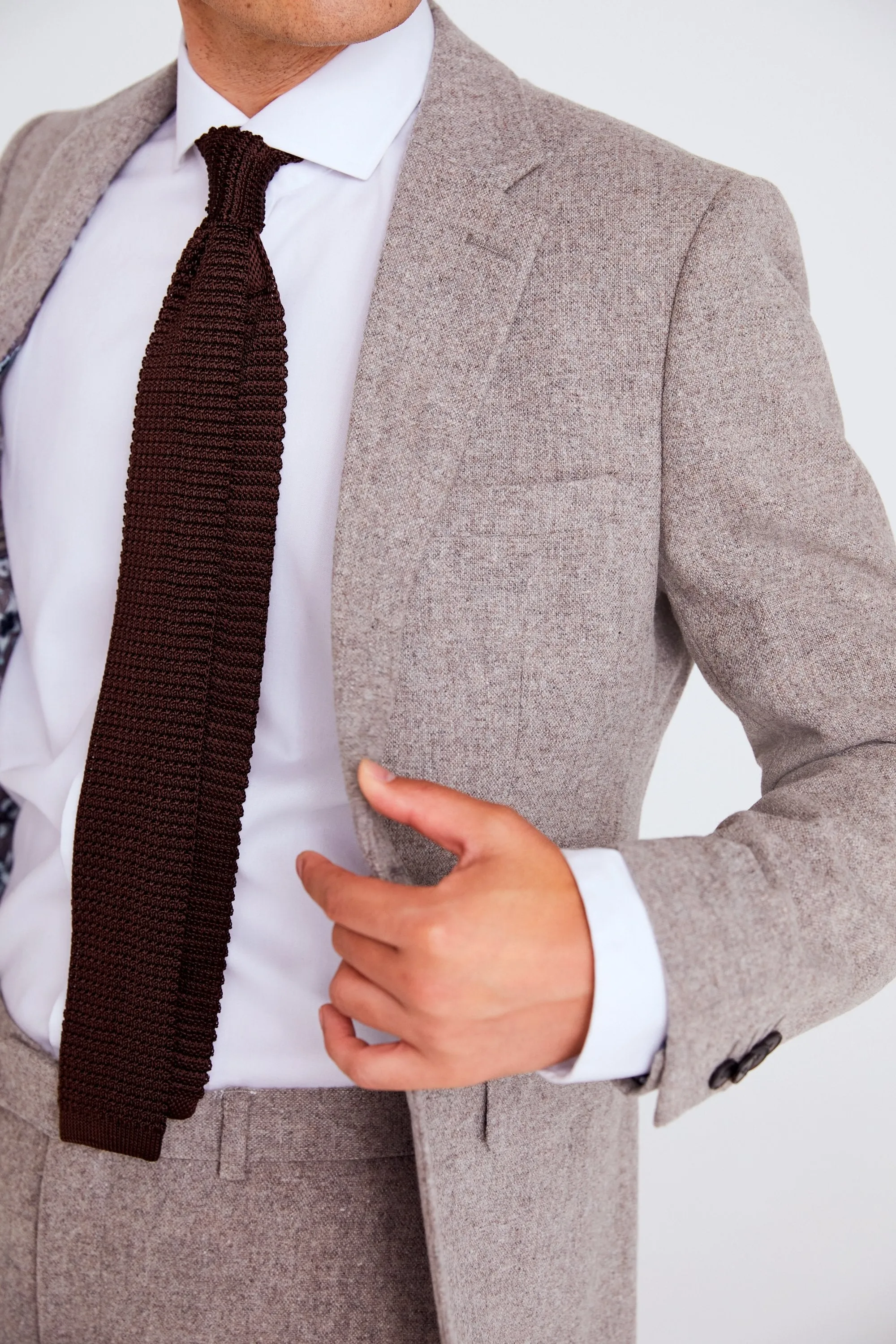 Slim Fit Stone Donegal Tweed Suit