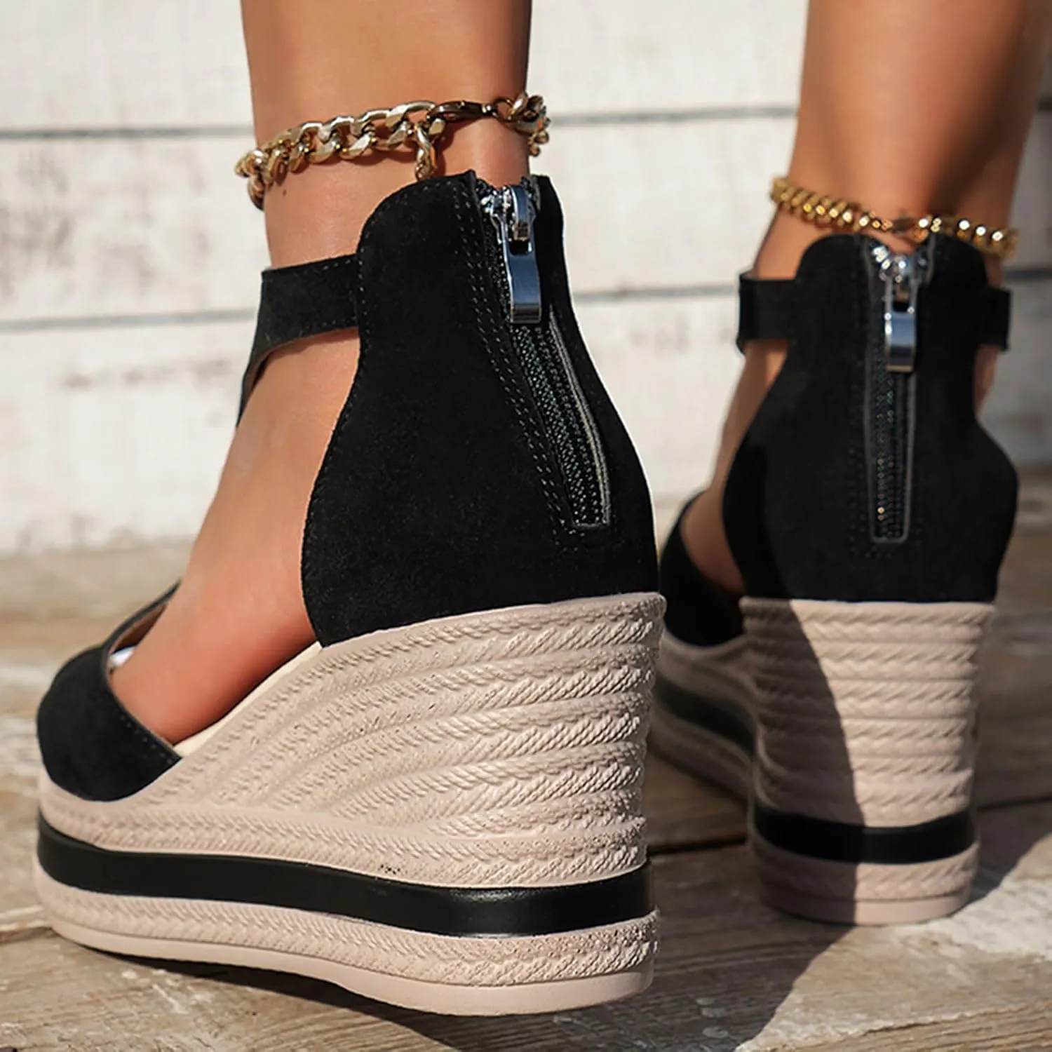 Summer Sandals For Women 2025,Women's Orthopedic High Heels Wedge Platform Wedges Womens Dress Sexy Open Toe Back Zipper Fish Mouth Shoes Closure Casual Suede Leather Beach Boho Sandal