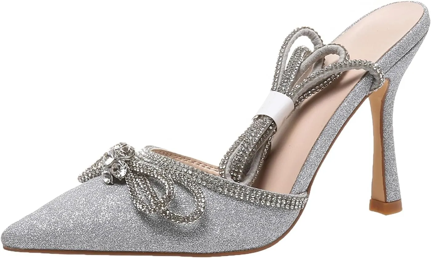 Women's High Heels Destiny Closed Toe Strappy Heels Sexy Rhinestone Ankle Strap Pumps Wedding Bridal Party Dress Shoes