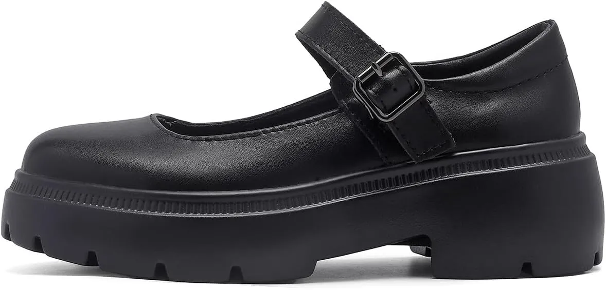 Womens Mary Jane Shoes Round Toe Ankle Buckle Strap Chunky Heel Platform Pumps Comfortable for Casual Dressy Party Work Oxfords