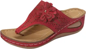 Womens Sandals Dressy Bohemian Leather Wedge Slippers For Woman Arch Support Flip Flops Women Orthopedic Slides