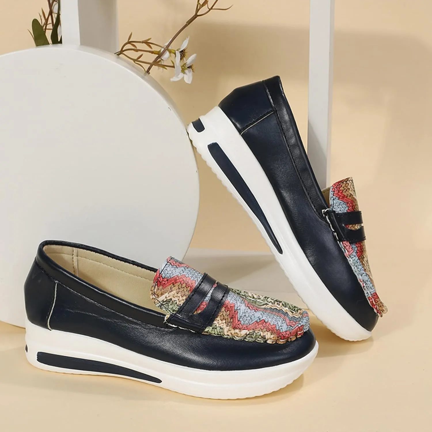 Womens Sandals Dressy Closed Toe Sandals Women Platform Loafer Flat Wedge Sandals Women Loafer Shoes For Daily Work